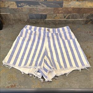 ❤️ Express Mom Short Shorties Jean Striped frayed-edge high-rise